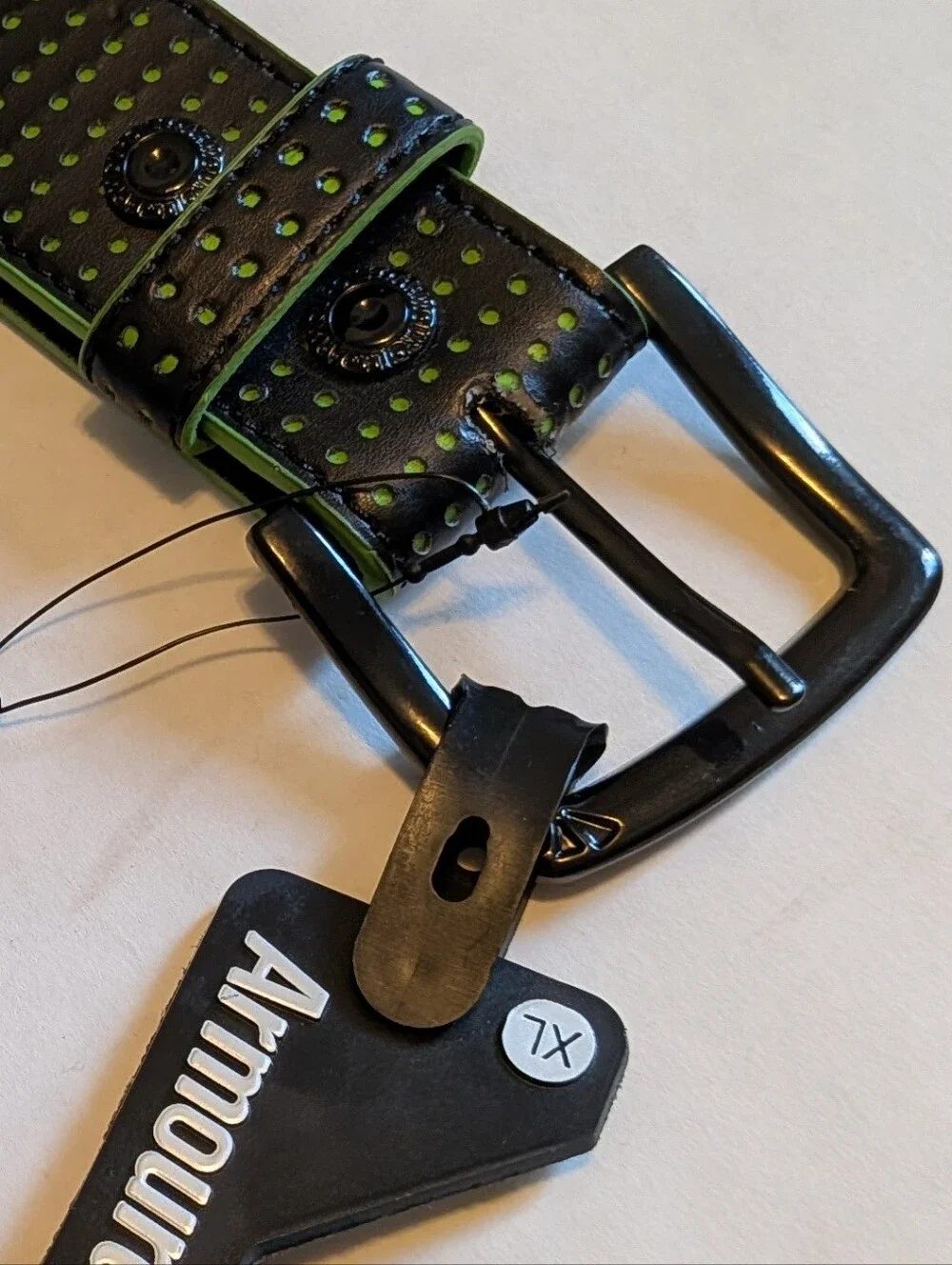 NWT Armourdillo Men's Perforated Black Belt & Lime Green 💚